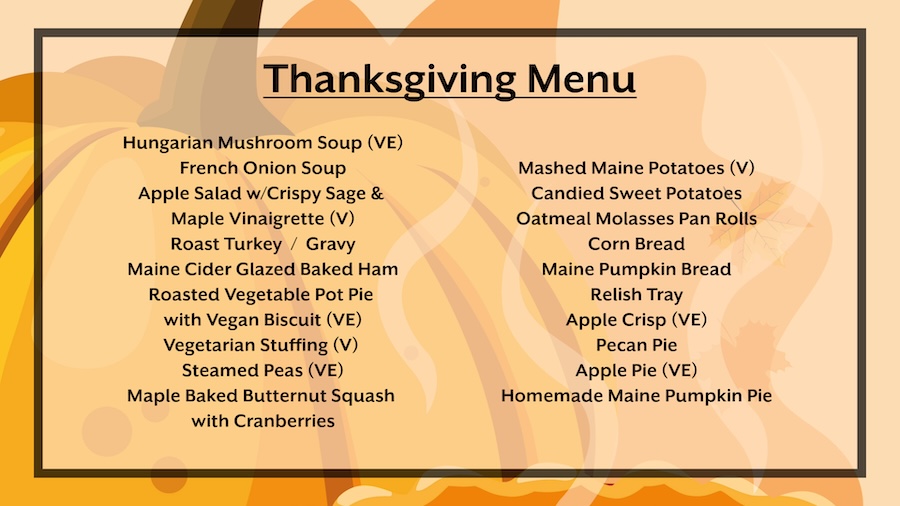 2024 Thanksgiving menu