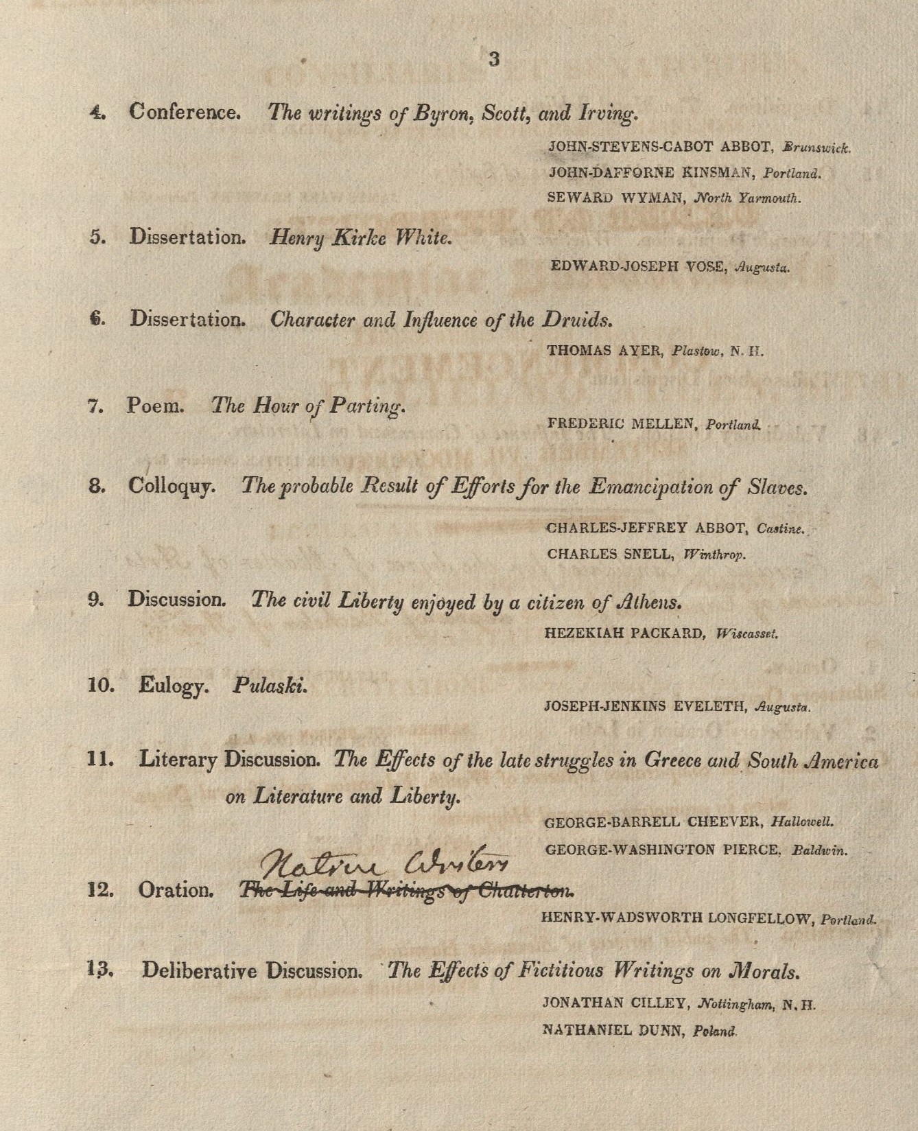 Class of 1825 Commencement Program