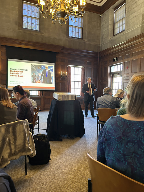 rudalevige delivering faculty seminar april 30, 2025 in main lounge MU 