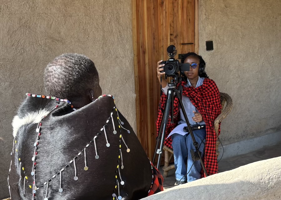 Aurelie getting film footage