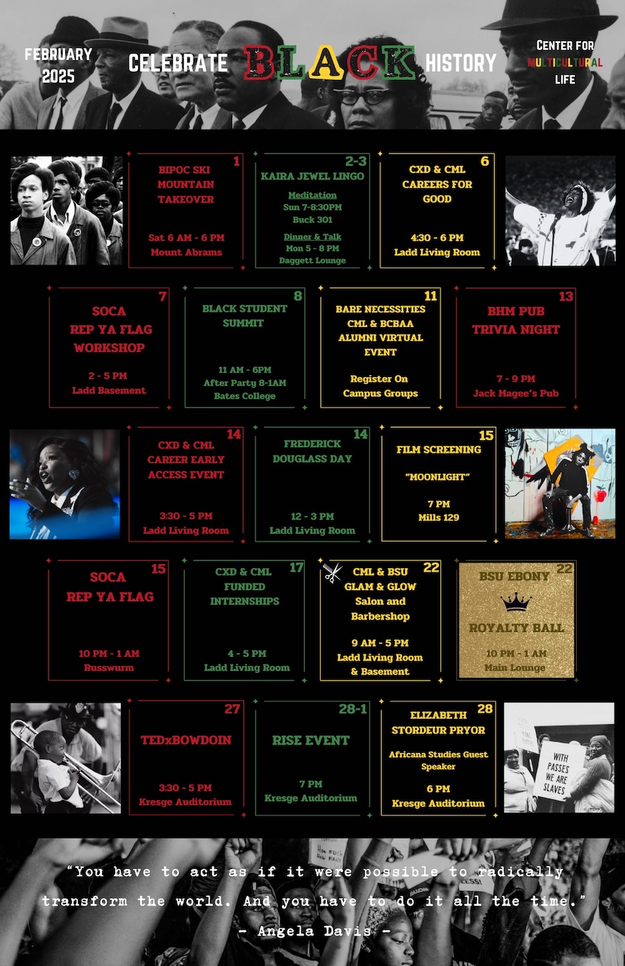 Bowdoin Black History Month 2025 poster of events.