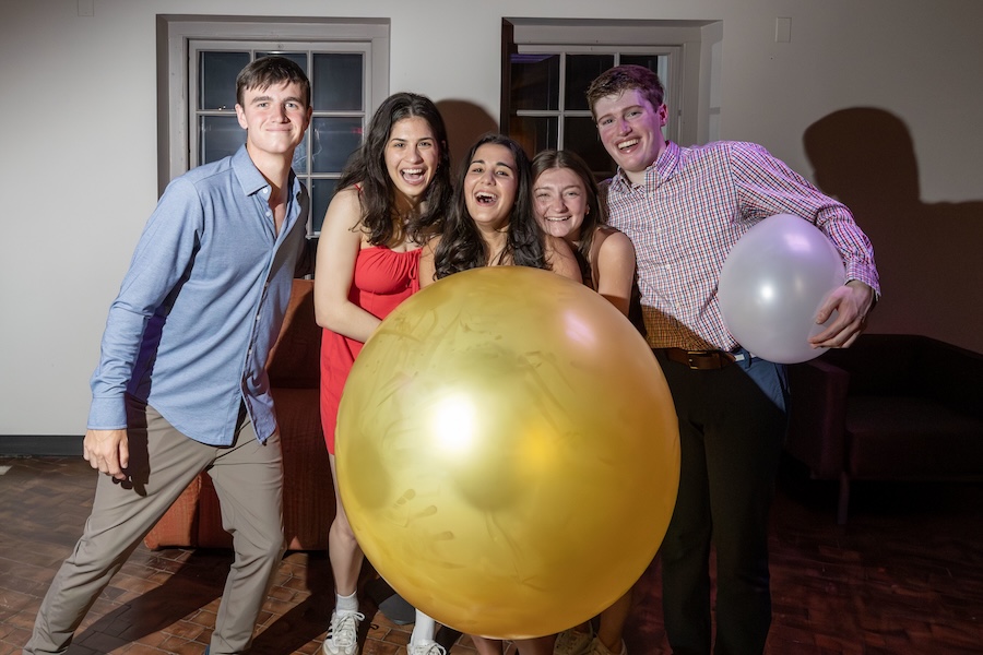 Students with balloons