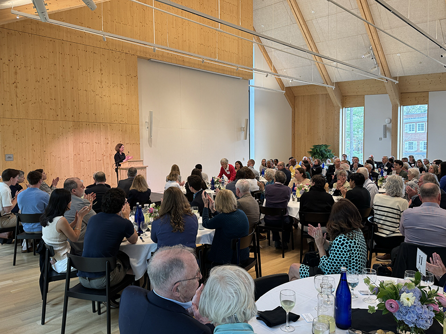 President Safa Zaki welcomes attendees of the 2025 Lunch with Six Supporters