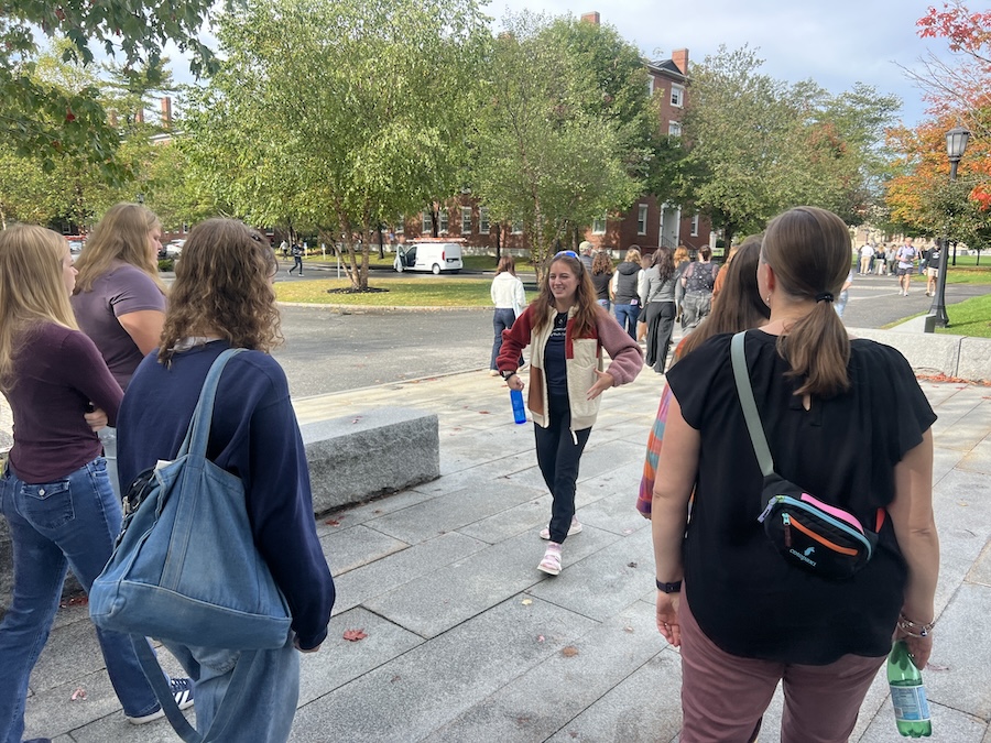 Giving a tour to Maine students