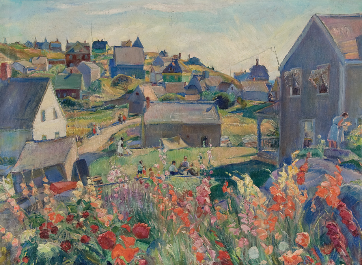 Mary Stuart Mason, Sidney’s Garden, 1930s. Before the deer, unfenced flower gardens flourished on Monhegan.
