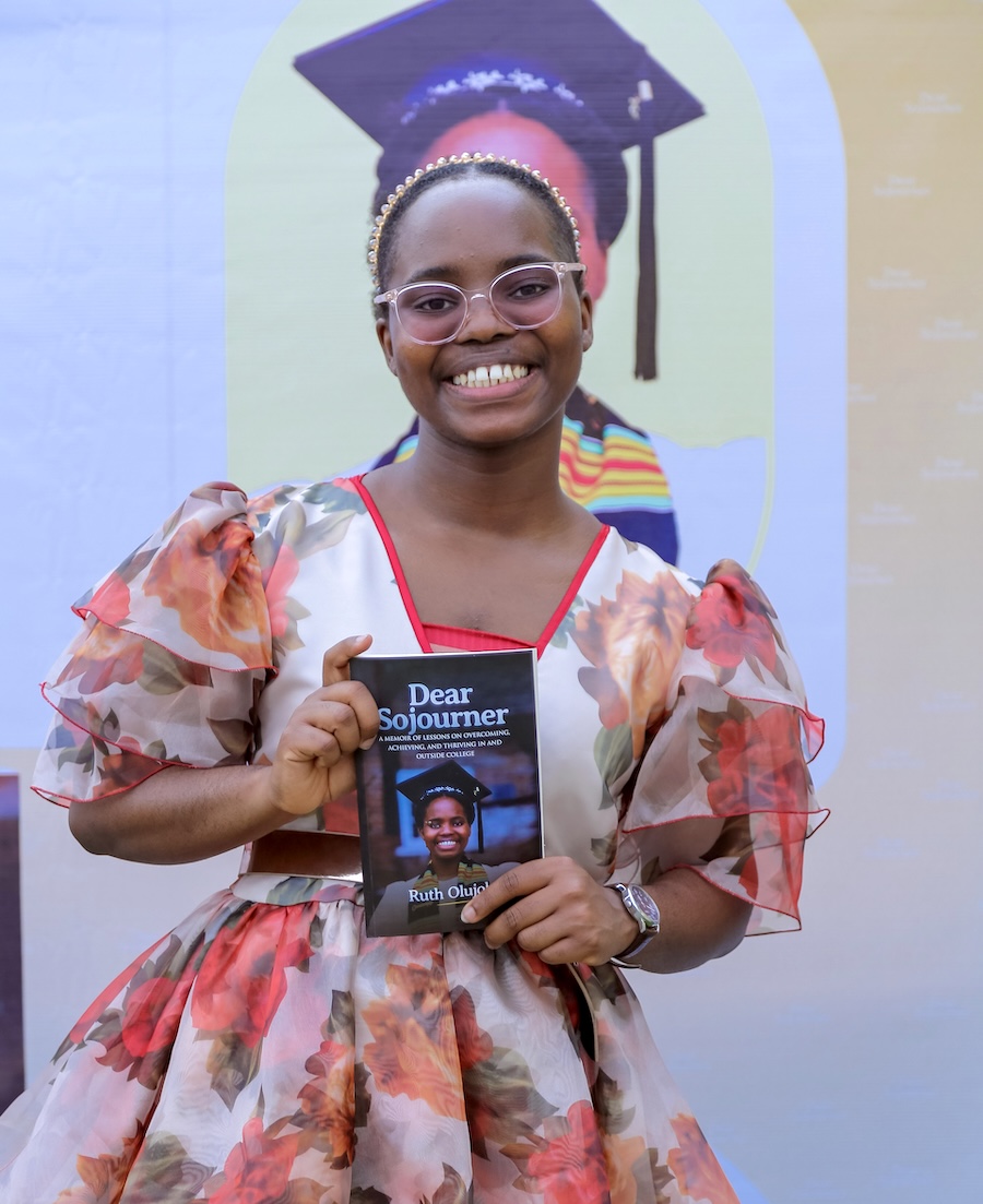 Ruth holding her book
