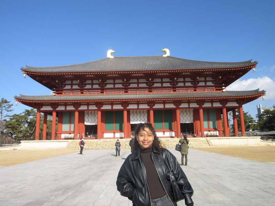 Sergianni at the Kofukuji Temple in Nara she visited during her study abroad in Japan.