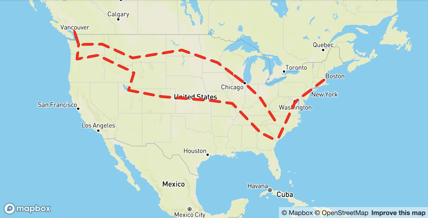 The mapbox map of their travels
