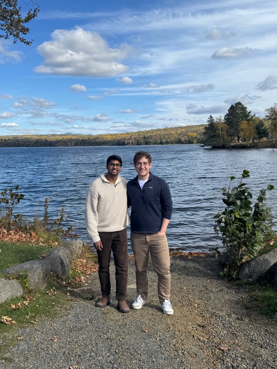 Prathit Kurup ’26 and Andrew Mott ’26 outdoors