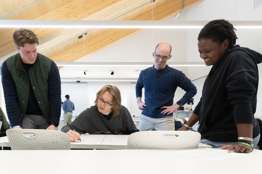 Students in a business workshop