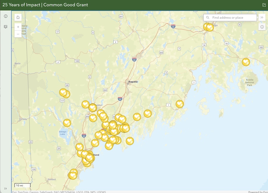 map showing where the CGG donations have gone in Maine.