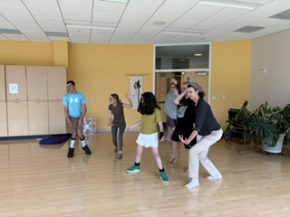 the group dancing