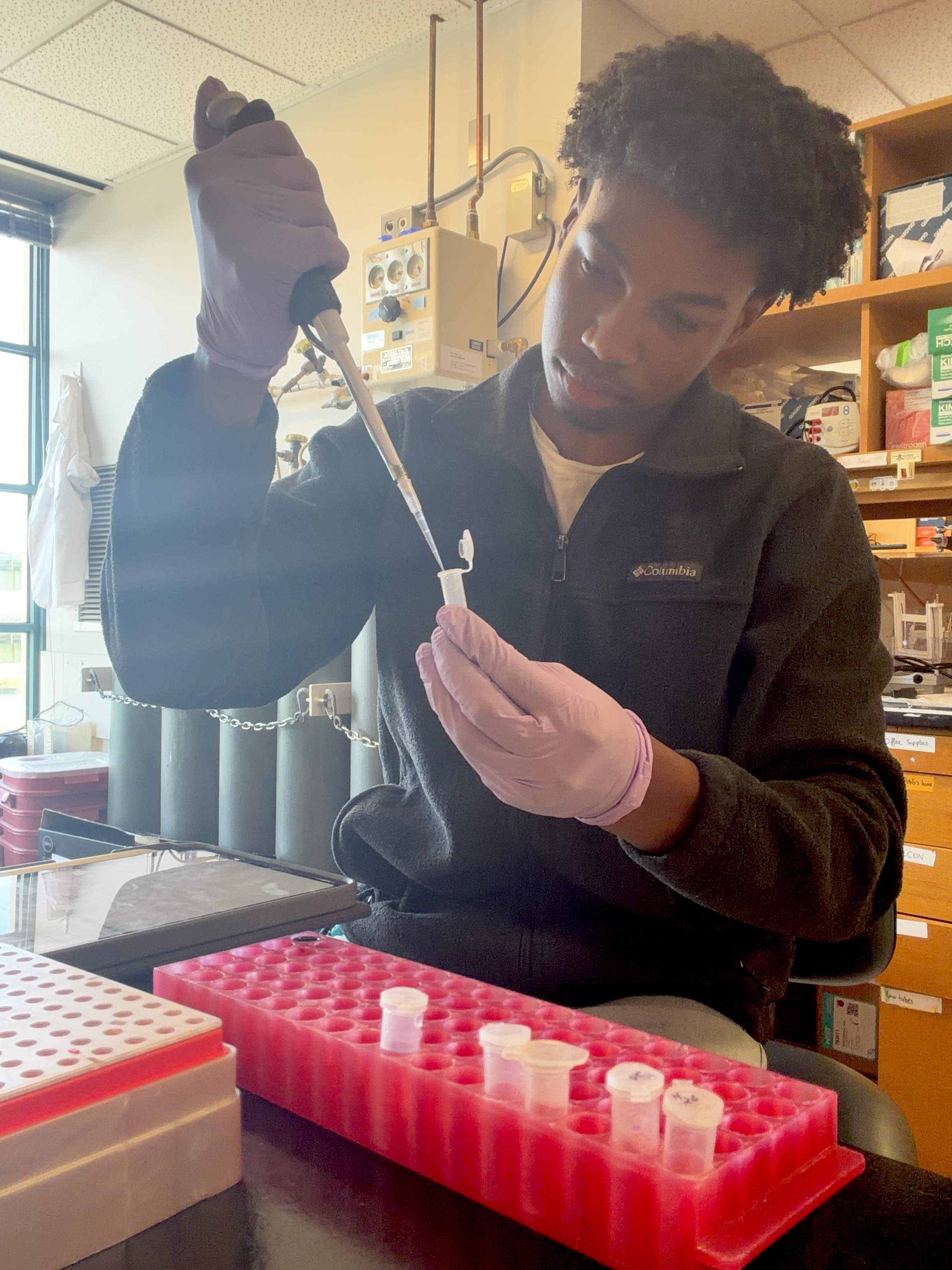 Elijah Miller in the lab