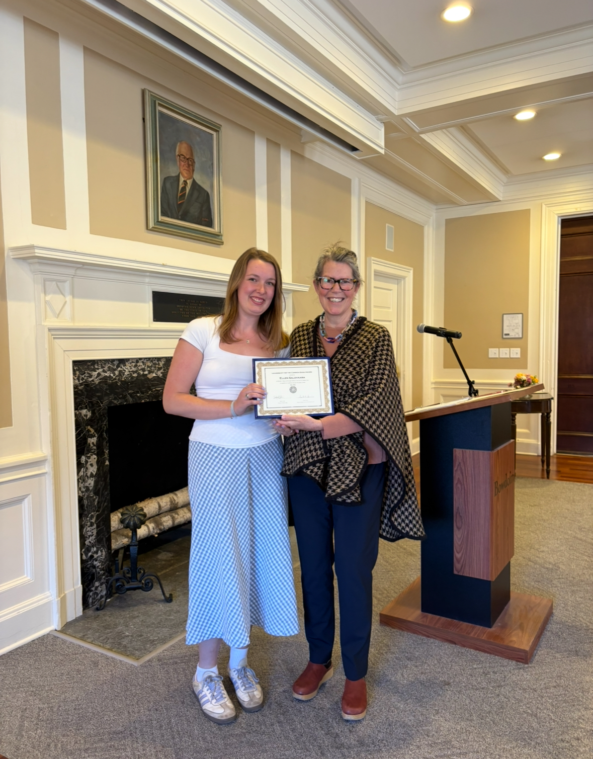 Ellen Salovaara receiving her award.