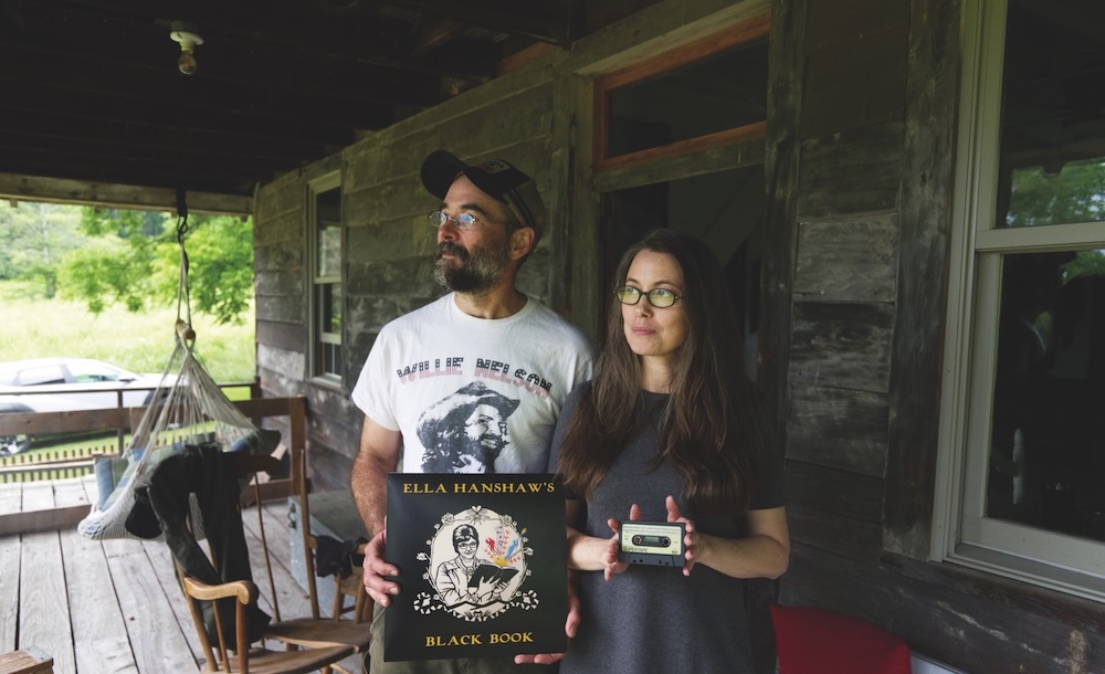Kelly Kerney ’02 and Ethan Bullard ’03 hold a copy of the album of Kerney’s grandmother’s songs that they produced