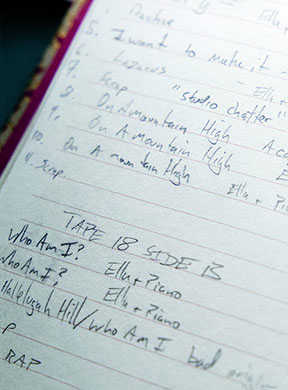 Kerney and Bullard made notes for all the songs they listened to for the album. Photograph by Chris Ritter