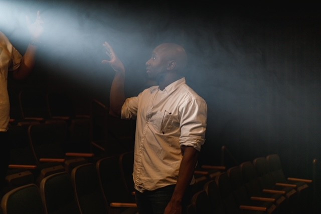 George Ellzey Jr. on the set of Closed Mouths.