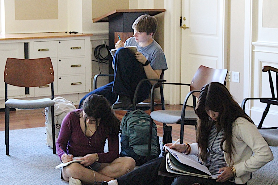 Students participating in a writing workshop