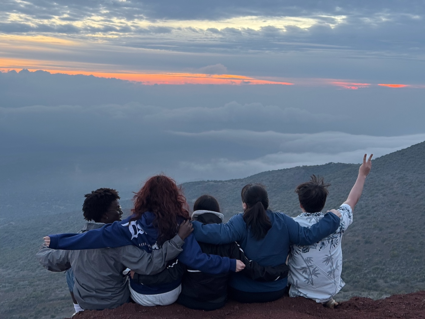 Students look at a view in Hawaii