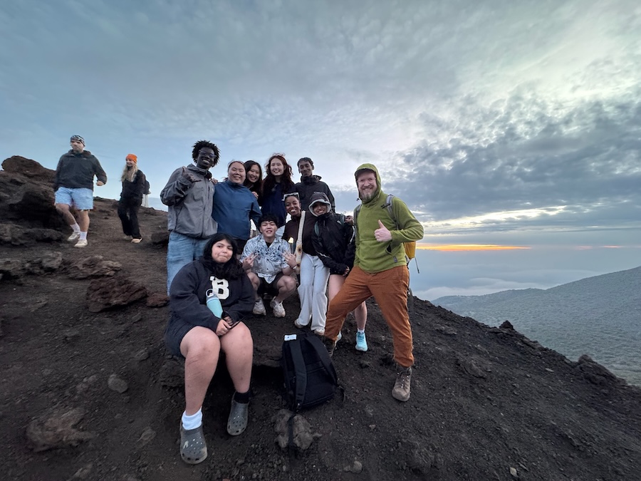 Students look at a view in Hawaii