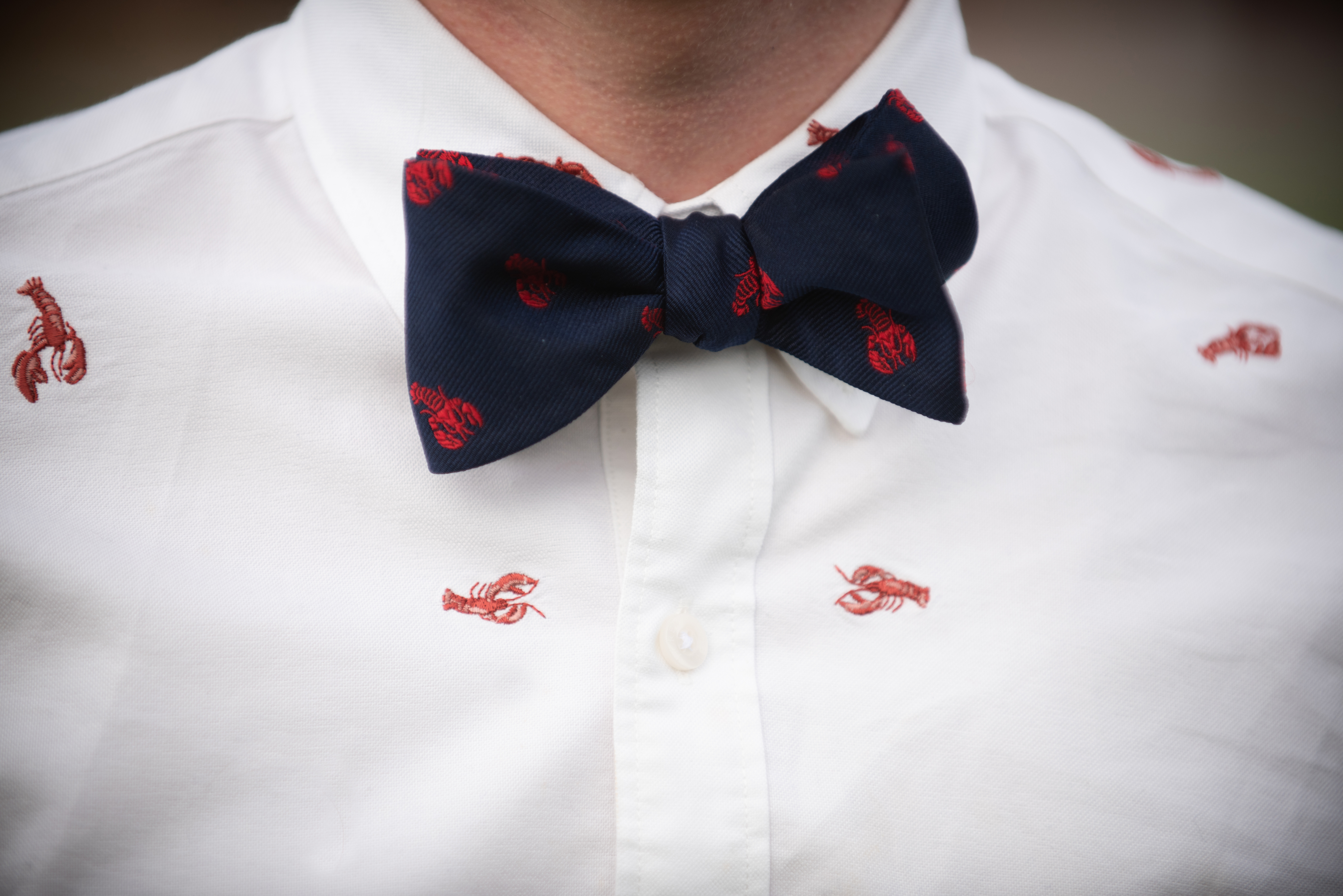 A lobster shirt AND lobster bow tie!