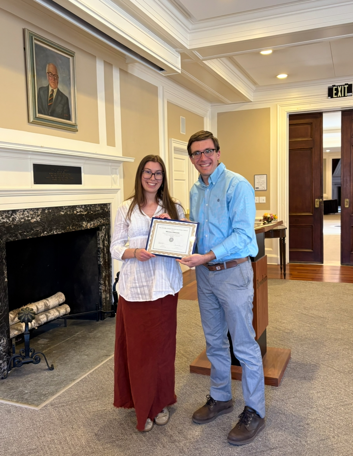 Moana Gregori receiving her award.