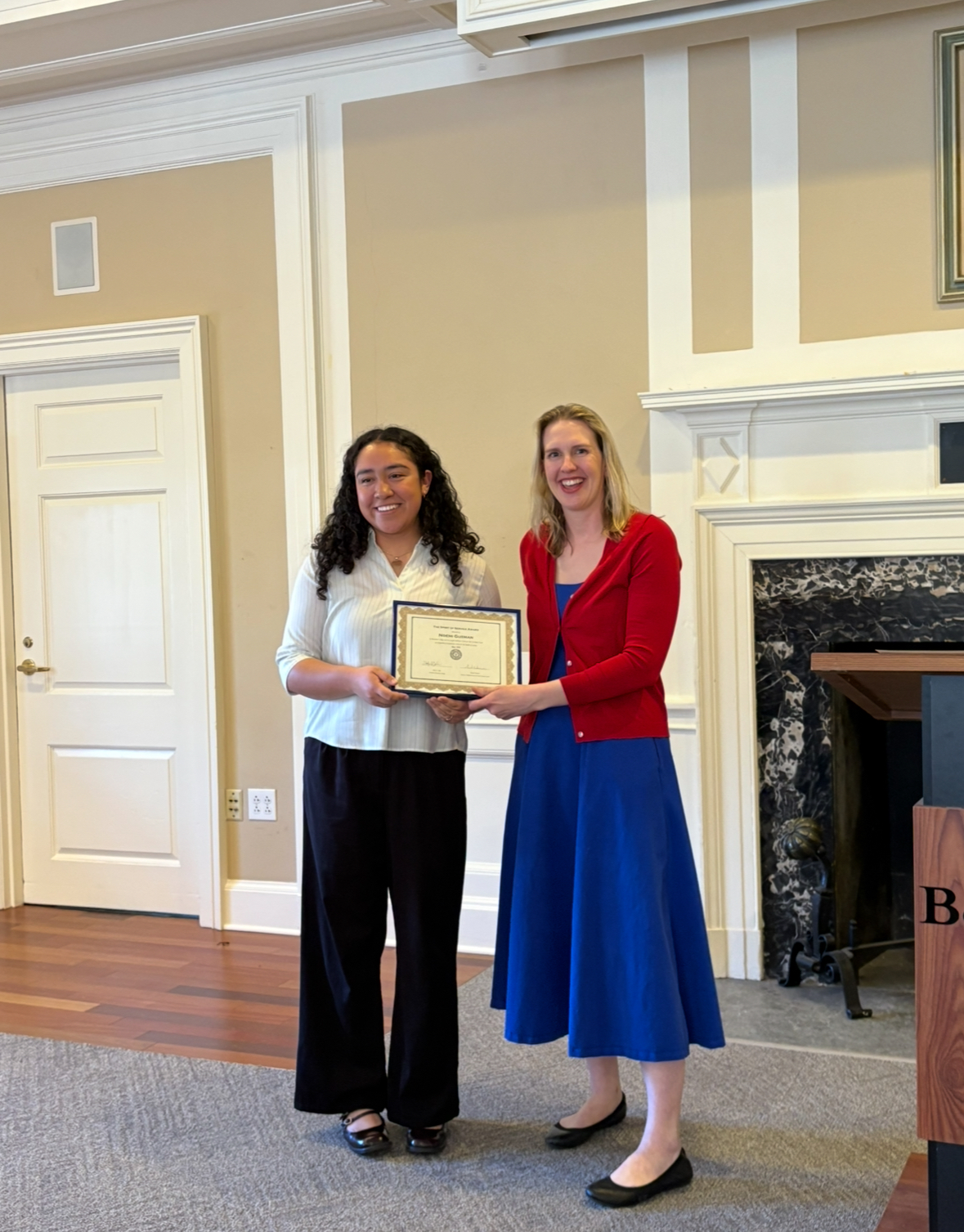 Awardee Noemi Guzman ’26 and Sam Cogswell