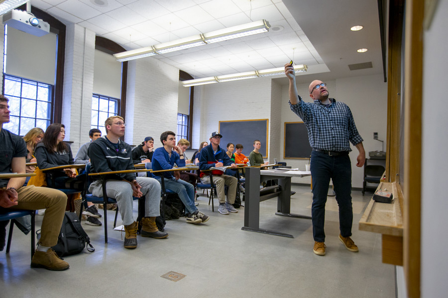 erik nelson teaching in a classroom in 2018