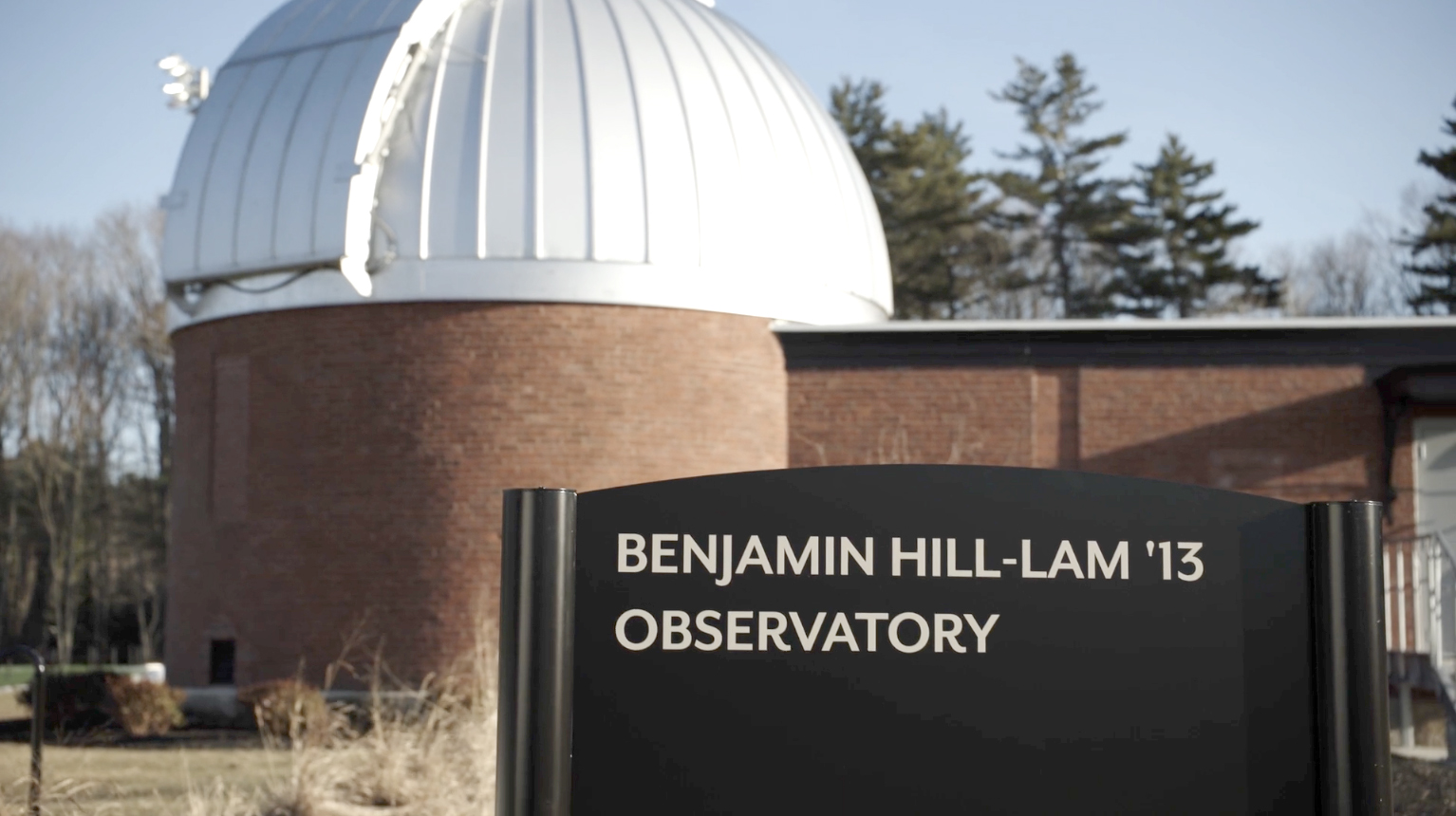 Observatory with sign
