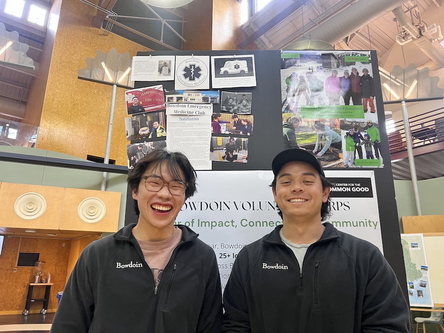 Two EMTs with the Bowdoin student club