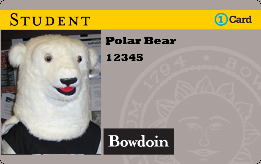 Student ID with Bowdoin Polar Bear Mascot