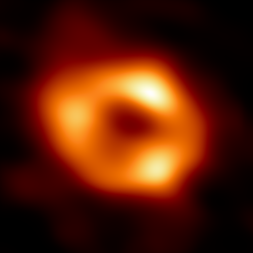 The shadow of Sagittarius A*, the supermassive black hole at the center of the Milky Way Galaxy.