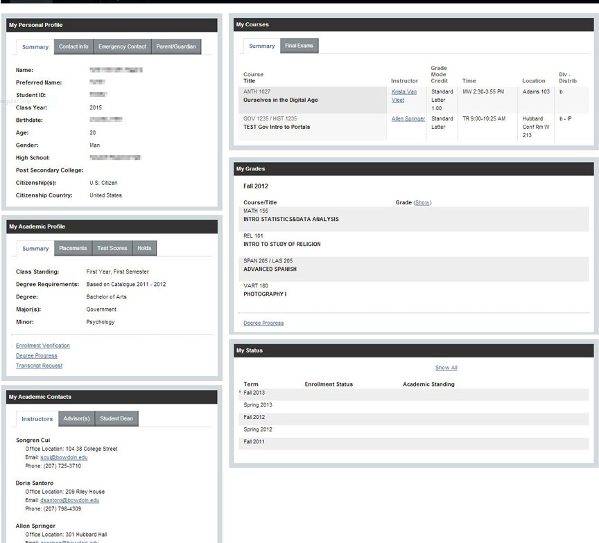 screenshot student portal