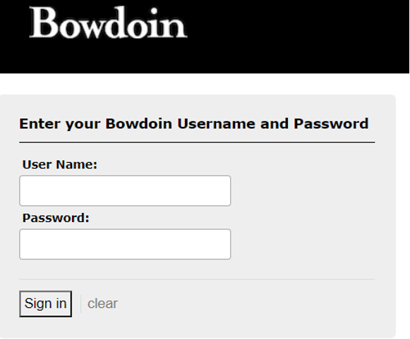 Picture of Bowdoin login screen