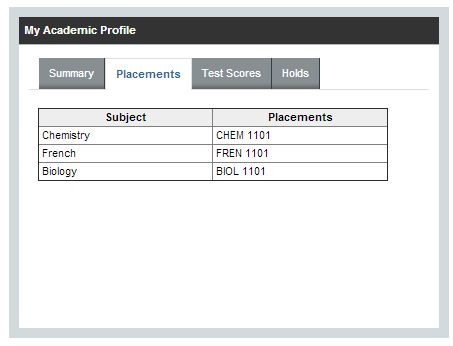 screenshot of polaris academic summary