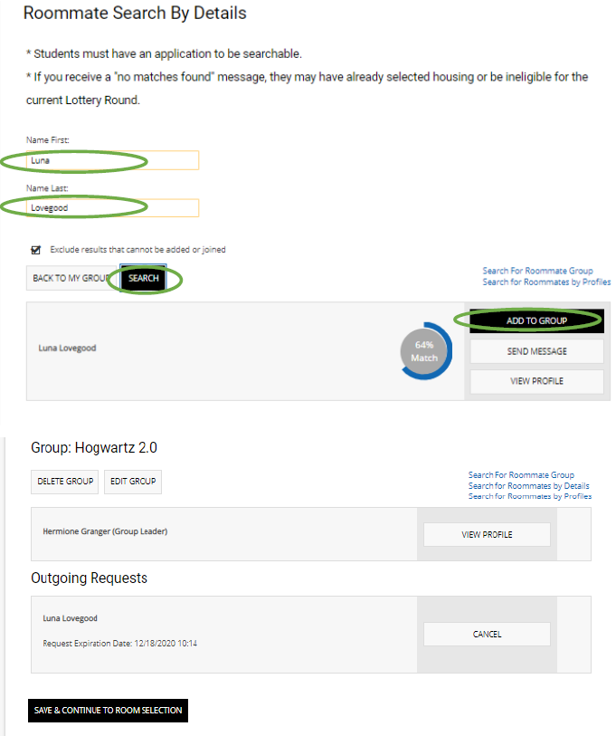 Roommate Search By Details