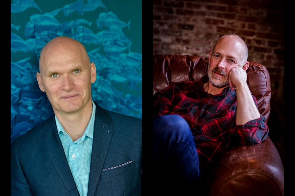 Headshots of Tony Doerr and Brock Clarke