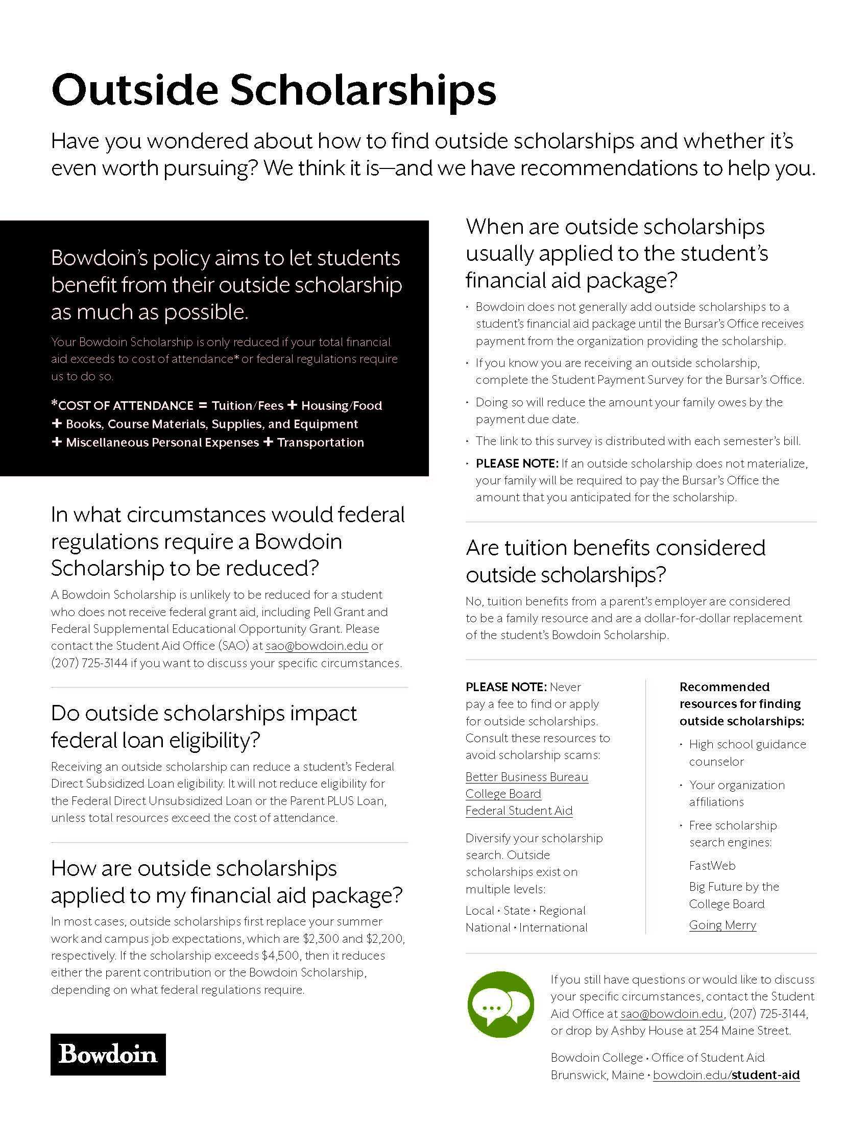 Outside scholarship tipsheet