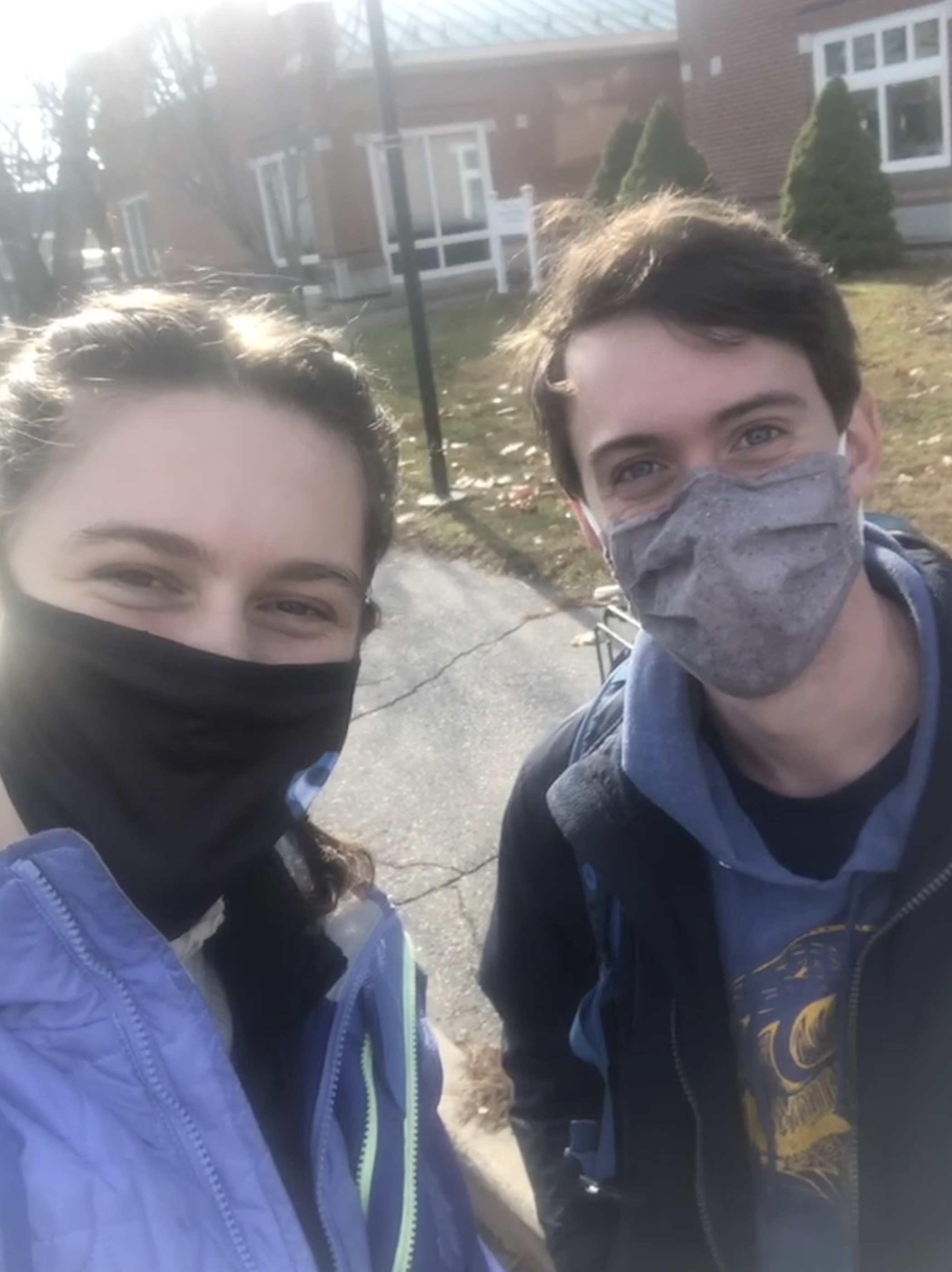 Hosts Marie Caspard & Holden Turner wearing masks and making Green Tea