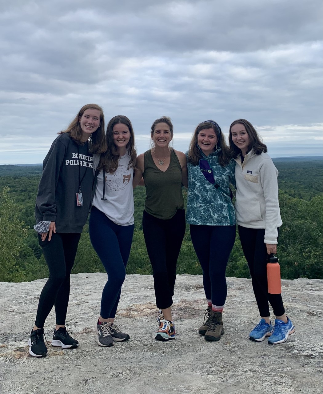 Kate and students in a Qi Gong workshop on Bradbury Mountain