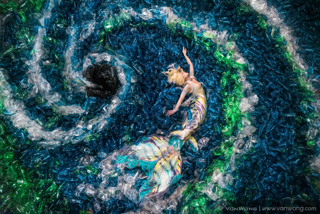 Mermaid swims in 10,000 bottles